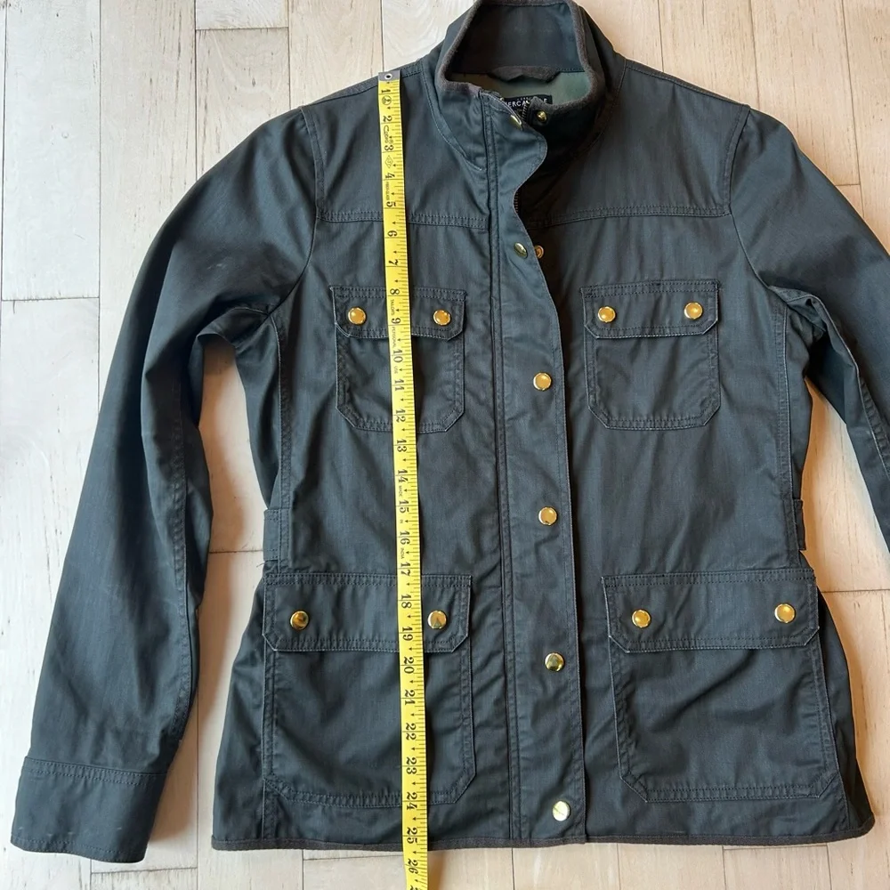J. Crew Women’s Resin Coated Cotton Twill Jacket in Mossy Brown Size Medium